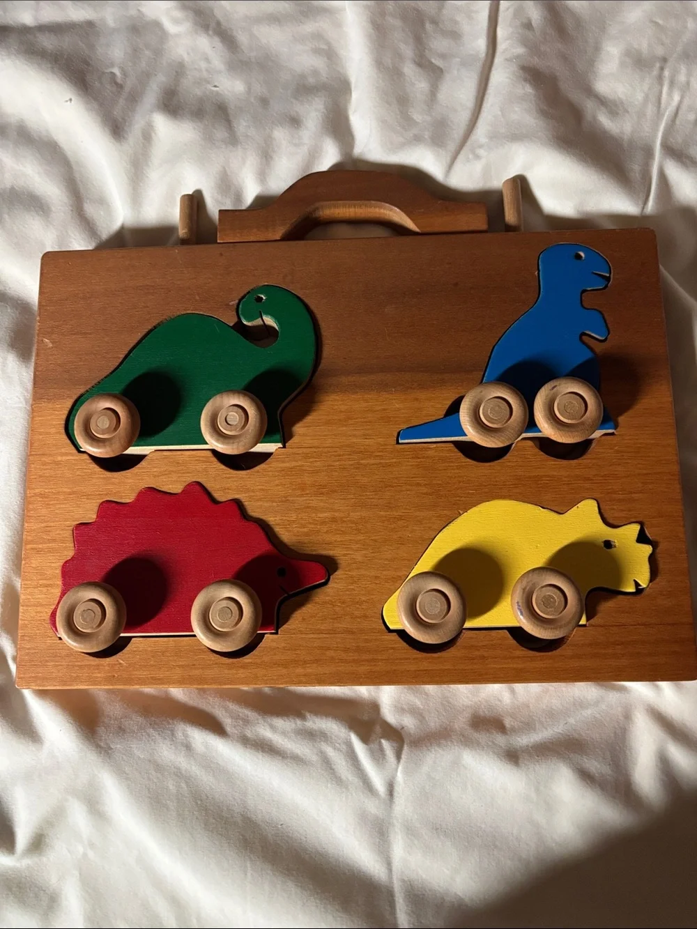 Wooden Dino Puzzle Vehicle Set